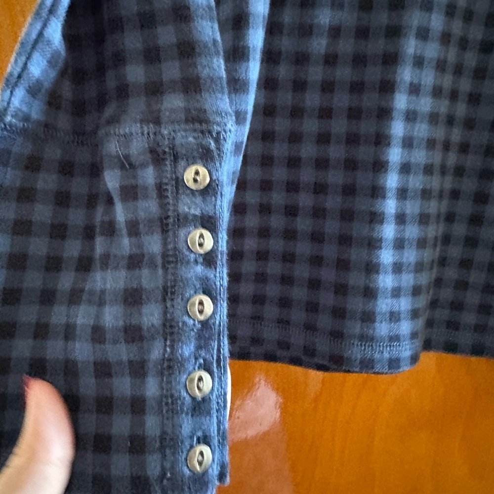 Chaps Checkered Black and Blue Top - Picture 5 of 5